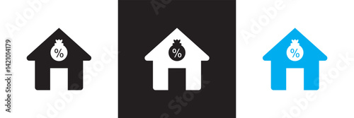 Loan and Credit  icon. Mortgage, credit rating, calculator  icon. Vector for websites, mobile interfaces, presentations, banner, visual branding etc. Vector illustration. EPS 10