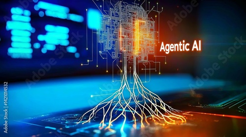 Digital representation of artificial intelligence. Agentic AI