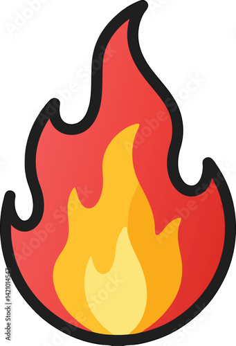 A vibrant, stylized illustration of flames dancing with energy.