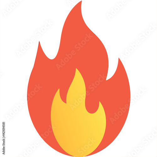 A vibrant illustration of a stylized fire flame, rendered in warm hues of red and yellow, symbolizing energy, passion, and warmth.