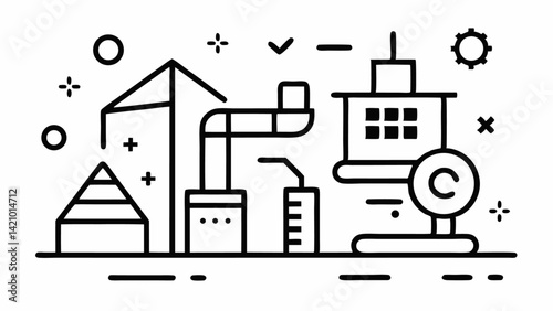 Editable Icons Illustrating Construction and Building Projects