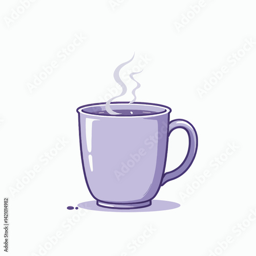 Steaming lavender mug of coffee illustration