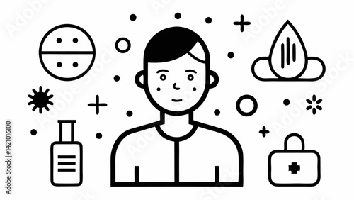 Modern Dermatology Line Icons for Use in Healthcare Branding, Digital Platforms, and Medical Marketing