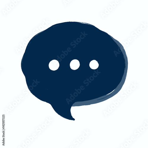 Navy blue speech bubble with ellipsis icon