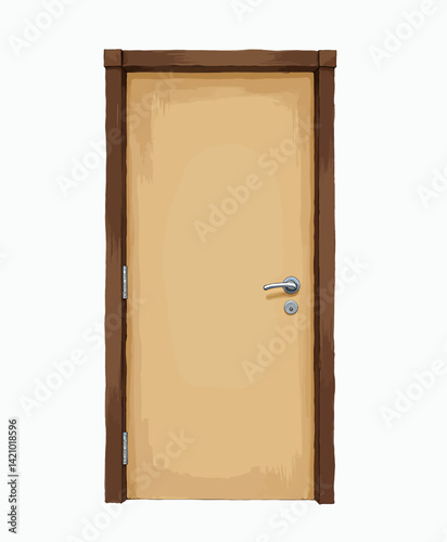 Interior tan door with dark brown trim and silver hardware
