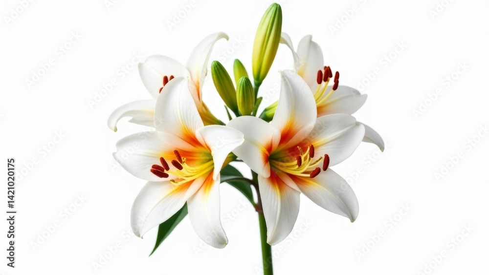 Elegant White Lilies Isolated On White Elegant White Lilies Isolated On White