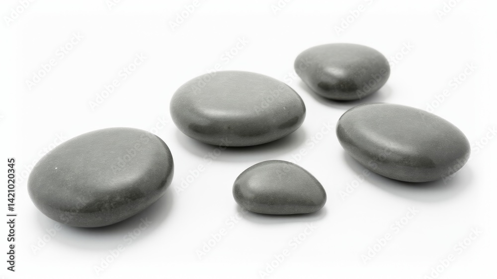 Smooth Gray Stones, Isolated on White Smooth Gray Stones, Isolated on White