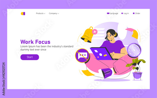 Work Focus. Flat Vector Illustration