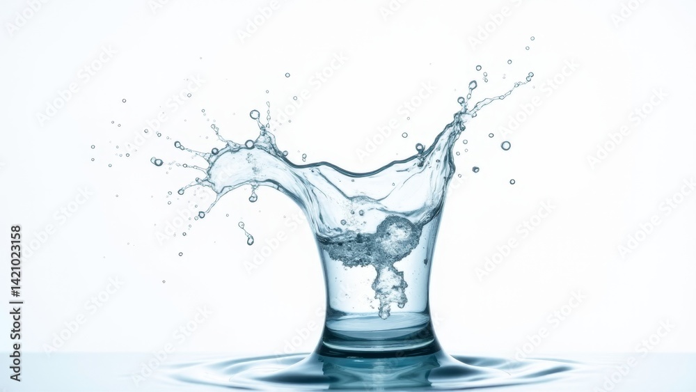 Water Splash Abstract Art On White Water Splash Abstract Art On White