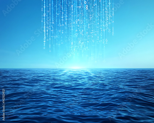 Wallpaper Mural Digital ocean data flow underwater landscape abstract visuals tranquil sea aerial view technology concept Torontodigital.ca