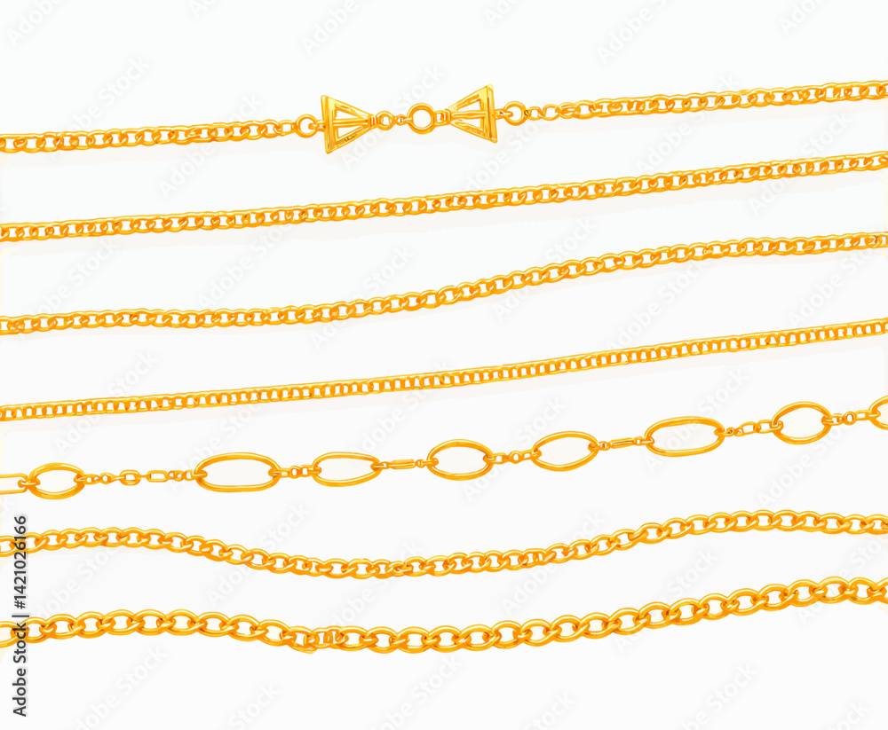 Assorted Gold Chains with Bow Clasp Detail Assorted Gold Chains with Bow Clasp Detail