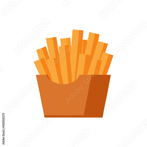 Sweet Potato Fries in Rustic Packaging on Transparent Background