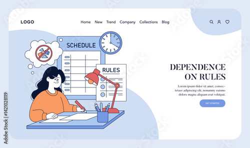 Authoritarian Parenting Style. Flat Vector Illustration