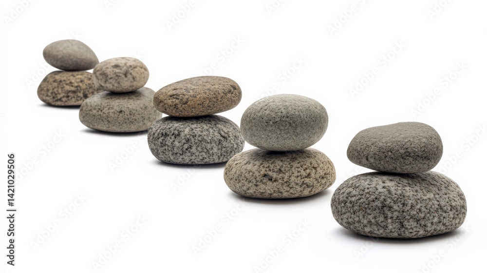 Natural Stones Stacked in Progression for Relaxation and Balance Natural Stones Stacked in Progression for Relaxation and Balance
