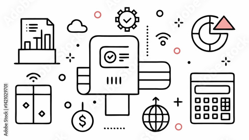 Editable digital payment icon collection representing online financial transactions in vector line art style perfect for fintech apps ecommerce and websites