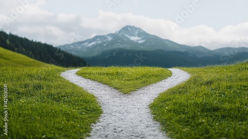 A crossroads branching into multiple paths symbolizes the many choices in life. Defining your own life path without being pressured by society or others.
