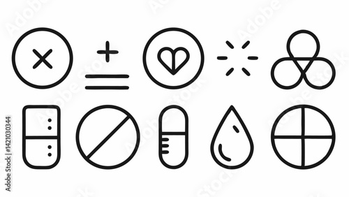 Dosage form line editable icons set showcasing various pharmaceutical and medical dosage types ideal for healthcare apps, websites, and educational materials