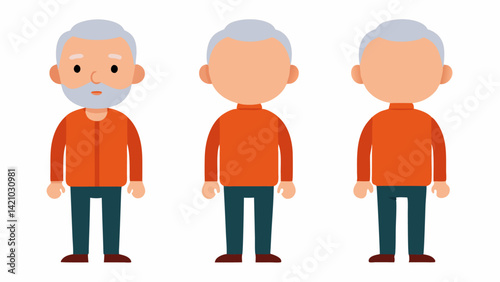 Elderly male character constructor illustration suitable for senior-related motion graphics, retirement planning visuals, or healthcare animations