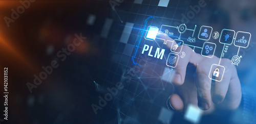 Obraz na płótnie PLM Product lifecycle management system technology concept. Technology, Internet and network concept. w salonie