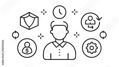 Stock ownership plan icons representing employee equity programs for business presentations, HR documents, and company benefit visual content