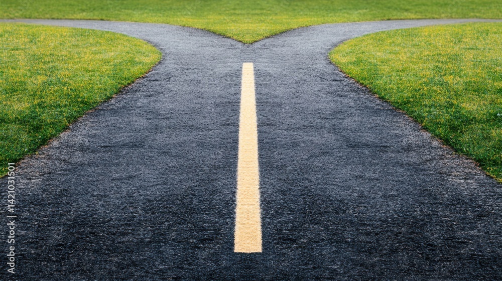 Obraz premium A crossroads branching into multiple paths symbolizes the many choices in life. Defining your own life path without being pressured by society or others.