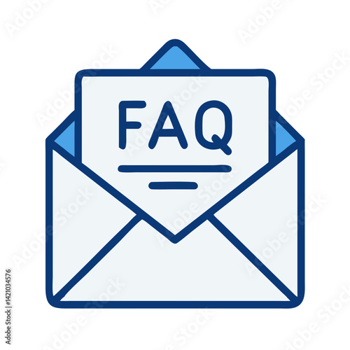 Envelope with FAQ Document Icon Representing Email Support and Information Request