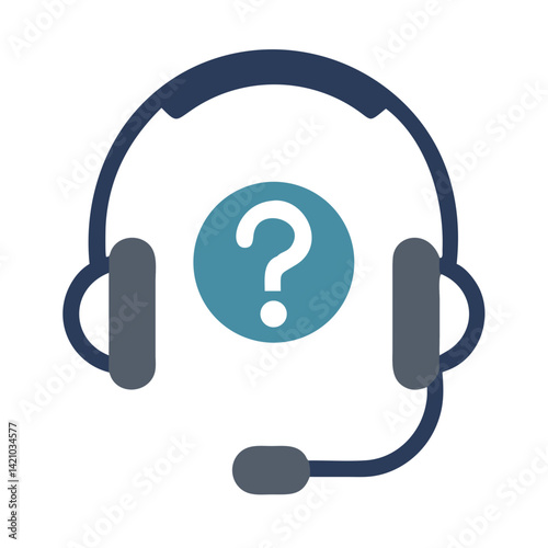 Headset with Question Mark Icon Representing Call Center Support and Customer Inquiry