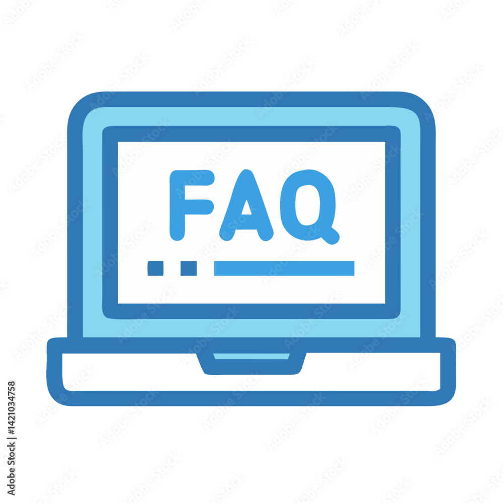 Laptop with FAQ Pop-up Icon Representing Online Help and User Guidance Laptop with FAQ Pop-up Icon Representing Online Help and User Guidance