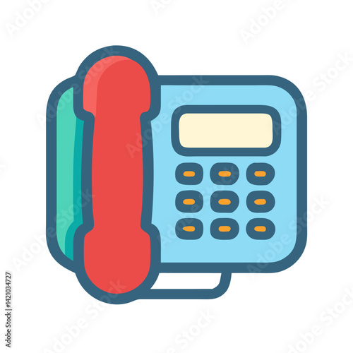 Landline Telephone Icon Representing Traditional Communication and Voice Calling