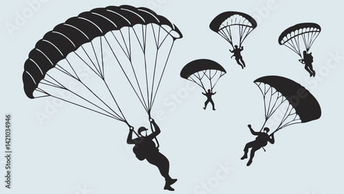 Skydiving Adventure Vector Illustration of Skydivers with Parachutes in Freefall