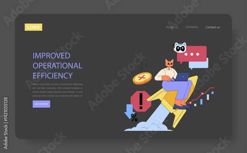 AI In Global Business Management. Flat Vector Illustration