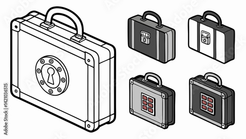 Isometric Briefcase Illustration Set Classic Modern & Secure Designs