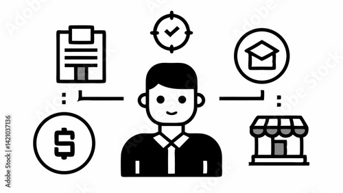 Franchise business icon collection in editable vector line style for use in corporate websites, business proposals, and entrepreneurship platforms.