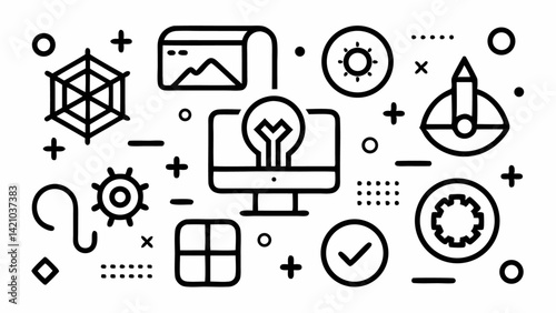 Graphic design line editable icons set vector illustration built for creative tools brand identity kits and digital design system elements