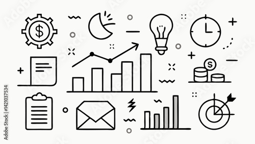 Analytics and growth editable icons set vector illustration suitable for SEO tools investment performance reports and strategic planning interfaces