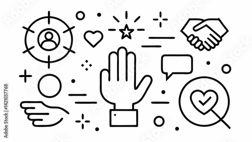 Modern editable icons of hands in various line styles showcasing universal hand gestures ideal for communication apps accessibility features and digital interaction guides