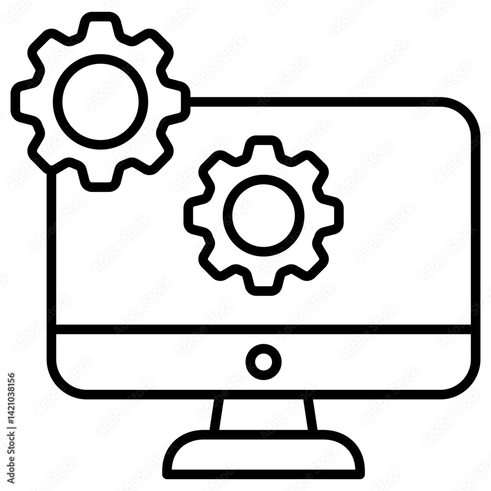 Computer Setting Outline Icon Computer Setting Outline Icon