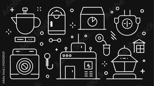 Line editable home appliance vector icons including kitchen electronics smart devices and domestic gadgets ideal for eCommerce electronics branding and appliance manuals