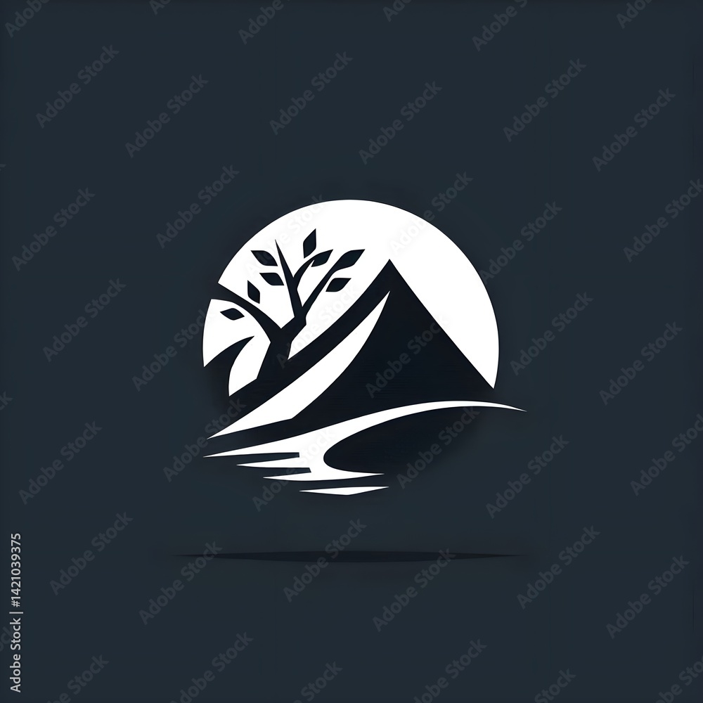 Fototapeta premium Mountain and Tree Logo Vector