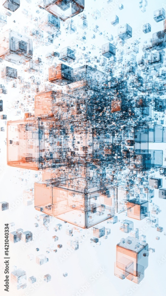 Naklejka premium Abstract representation of digital data and cubes in a technological context