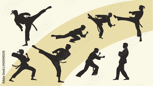 Karate Silhouettes Martial Arts Action Poses and Training