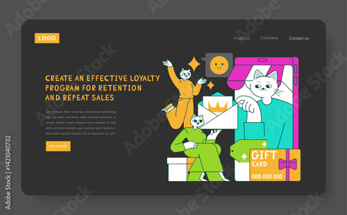 Product Marketing Cat. Flat Vector Illustration