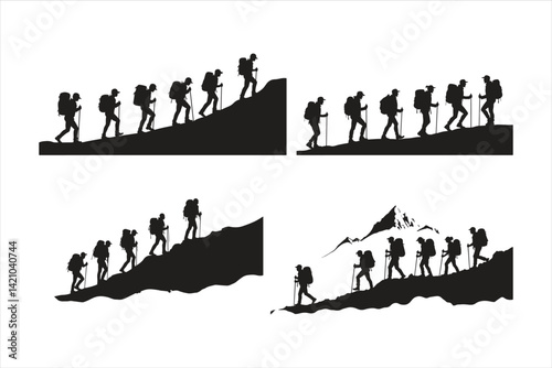 Group of Hikers Silhouette