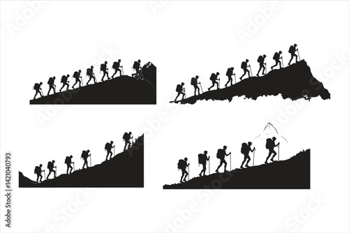 Group of Hikers Silhouette