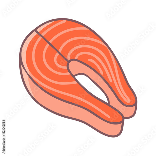 Salmon Fillet Cut with Skin Icon Design