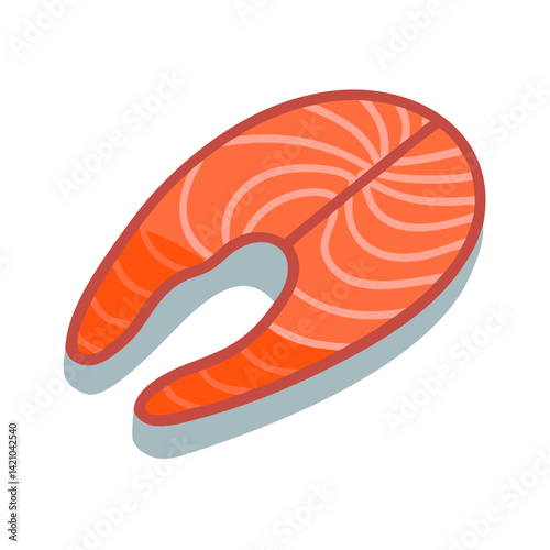 Salmon Fillet Cut with Skin Icon Design