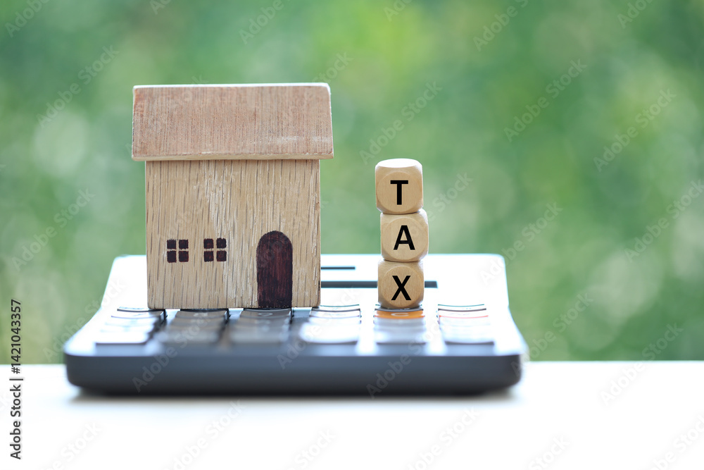 © Monthira - Estate tax,Model house on calculator with tax word on natural green background,Business investment and Property tax concept © Monthira - Estate tax,Model house on calculator with tax word on natural green background,Business investment and Property tax concept