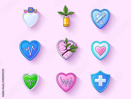 Heart Health Icons Set