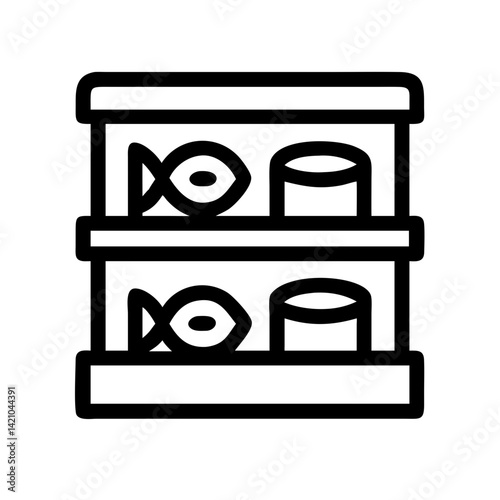 Shelf with Canned Fish Items Icon Design