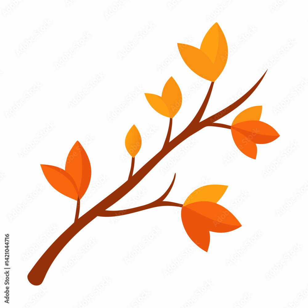 Fototapeta premium Autumn Branch AI Graphic Design on White Background – High-Quality Microstock Image